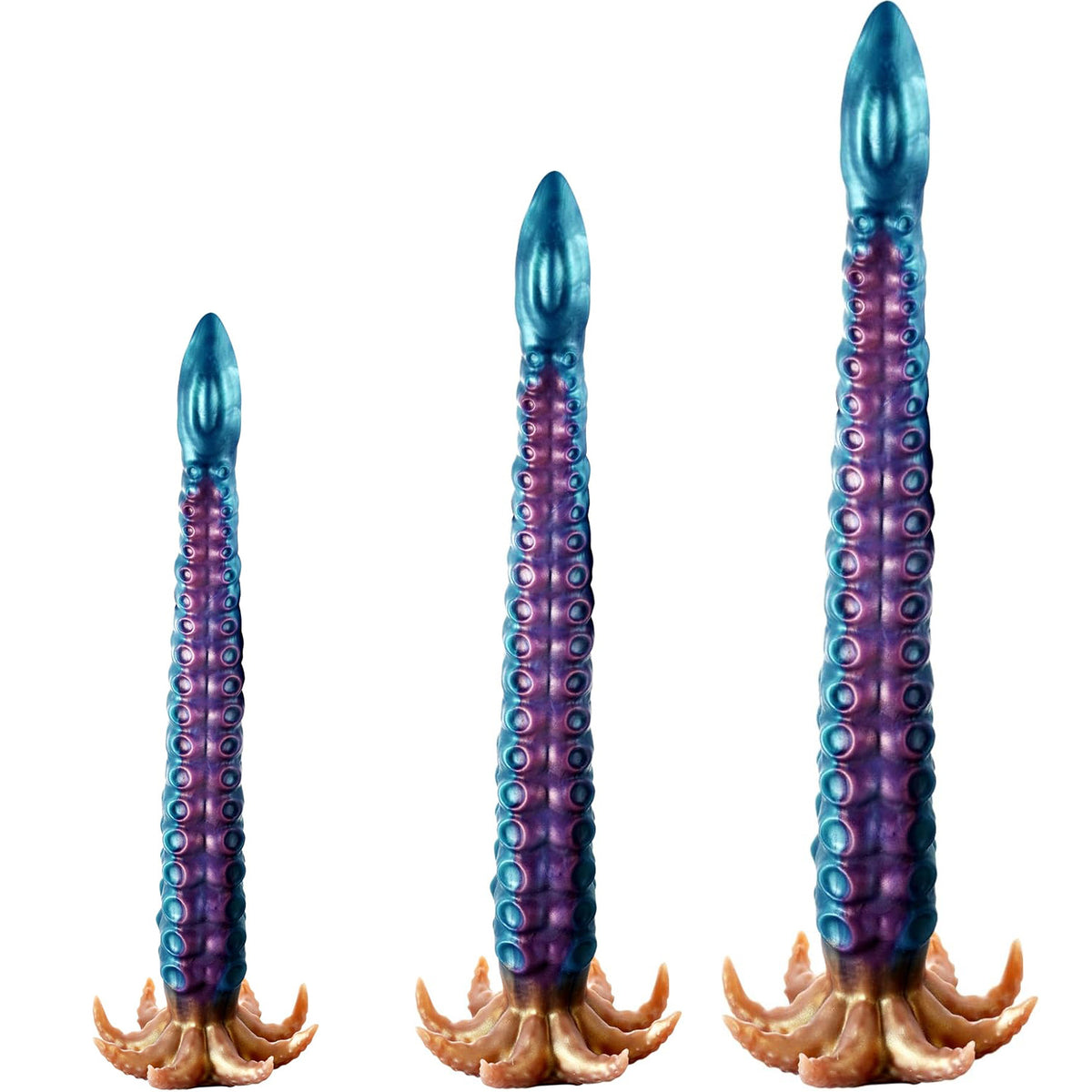 Purple Blue liquid silicone women's masturbation devices- three
